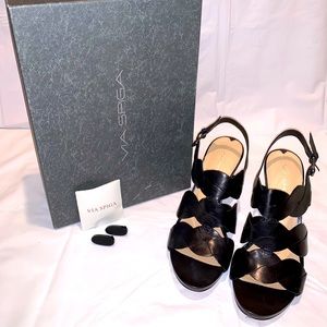Via Spiga Black Leather Heeled Sandals size 8